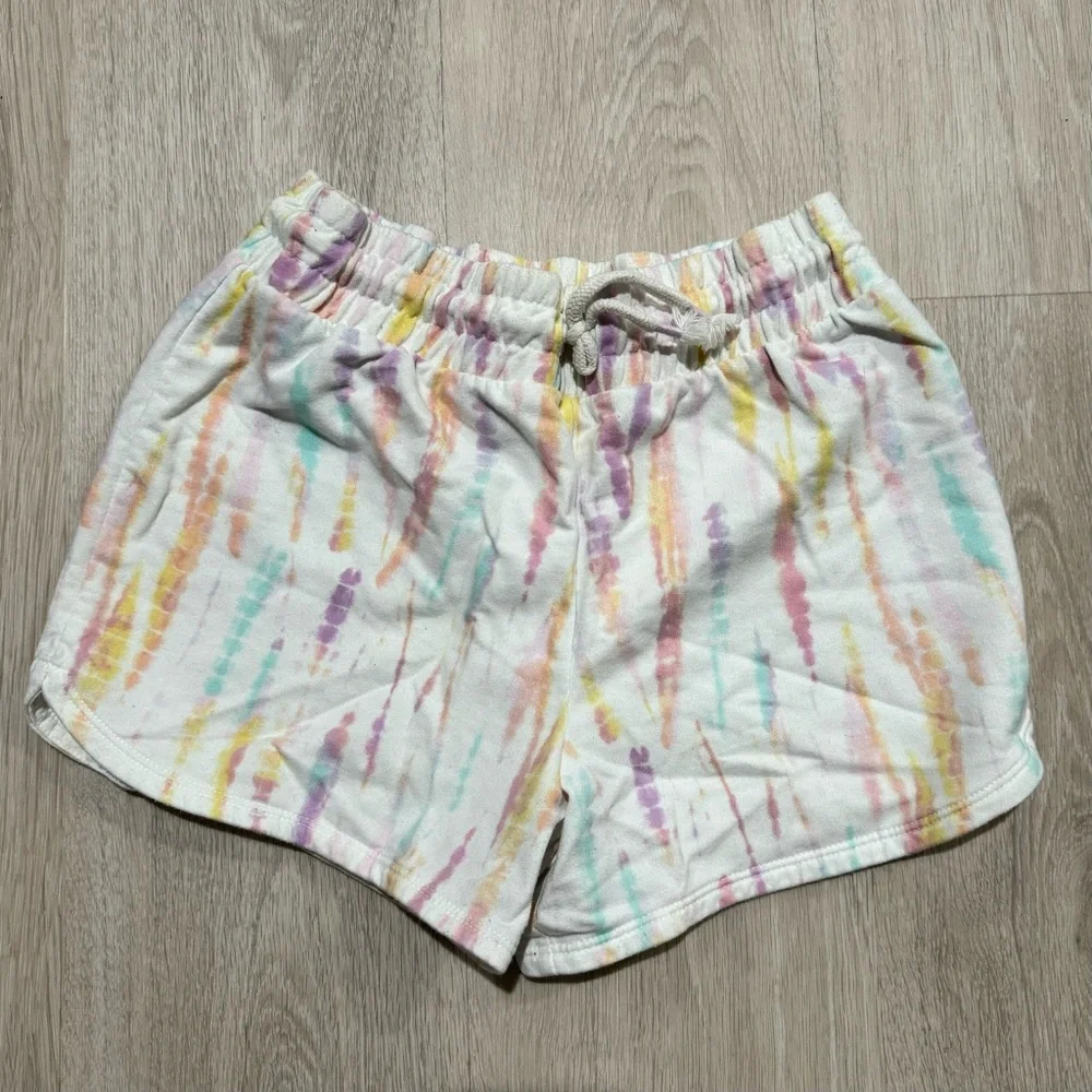 Kids Cat & Jack Girls Rainbow Tie Dye Sweat Shorts White XL 14/16